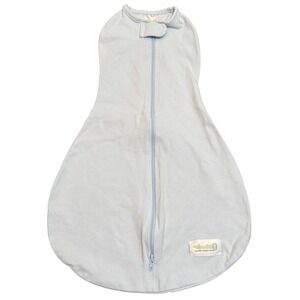 Woombie Original Baby Swaddle Sack Newborn 0–3M Blue Zip Sleep Pod Spring Summer
